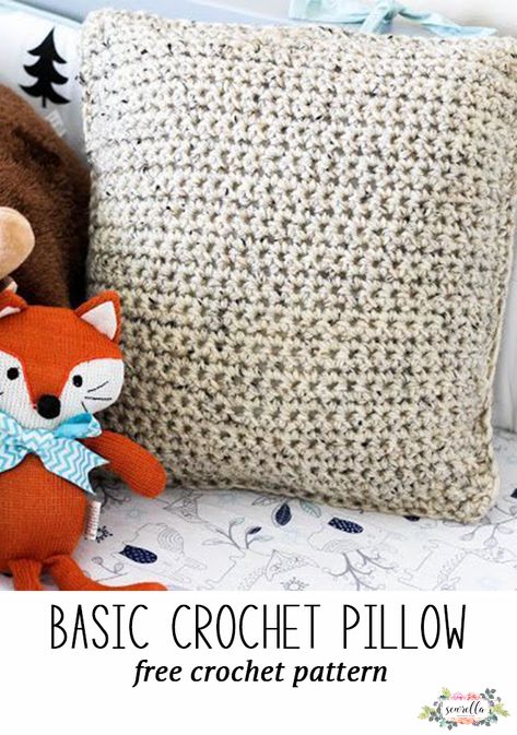 Crochet a basic pillow, perfect beginner project! All simple stitches. Free crochet pattern Easy Crochet Pillow, Lemon Crochet, Crochet Pillow Patterns Free, Beau Crochet, Cushion Cover Pattern, Crochet Unique, Crochet Pillow Cover, Crochet Cushion Cover, Crochet Pillow Pattern