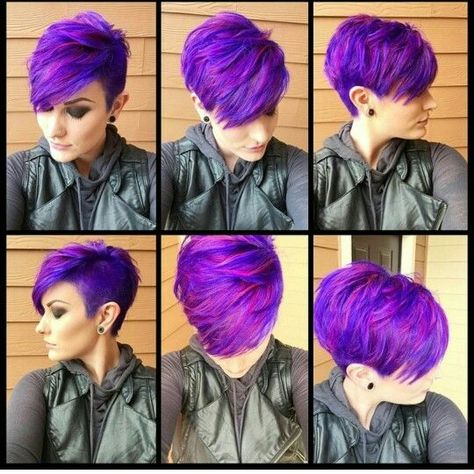 Purple Pixie Cut, Purple Pixie, Top Hairstyles, Hair Color Purple, Funky Hairstyles, Hair Collection, Love Hair, Pixie Hairstyles, Hair Today