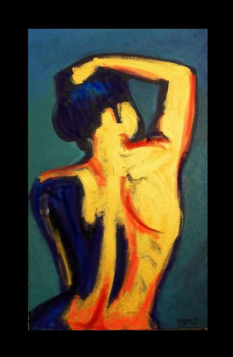 Oil Pastel, A Woman, Pastel, Yellow, Blue, Art