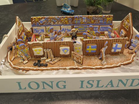 My this year's gingerbread creation. Ice hockey match Finnish Leijonat vs Swedish Tre Kronor. Ice Hockey Rink, Hockey Nets, Ice Skating Rink, Skating Rink, Gingerbread Houses, Happy Love, Hockey Rink, Ice Hockey, Ice Skating