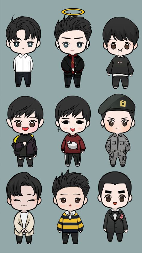 Exo Fanart Wallpaper, Kpop Chibi, Exo Cartoon, Felt Template, Exo Chibi Fanart, I Try My Best, Exo Chibi, Exo Fan Art, Exo Fan