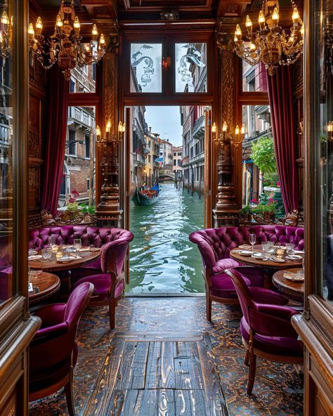 Riverside Restaurant, Holiday Places, The Venetian, Romantic Dinner, Luxury Dining, Elegant Dining, Cafe Design, Tea House, Hotel Restaurant