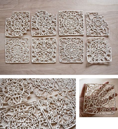 Ceramic lace - How intriguing and beautiful... Creation Art, Keramik Design, Ceramic Techniques, Clay Tiles, Pottery Techniques, Beautiful Mess, Art Clay, Paper Clay, Ceramic Design