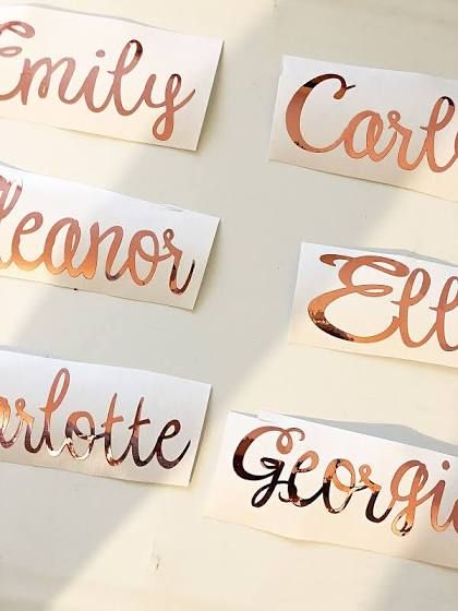 rose gold name decal, Sale, decal, gift box, rose gold script and letters, monogram decal, laptop sticker, macbook decal, wall decal | Google Shopping Gold Wall Decals, Sticker Macbook, Font Letters, Gold Decal, Christmas Decals, Easter Stickers, Gold Stickers, Custom Vinyl Decal, Macbook Decal