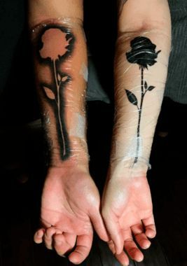 Blackout Rose Tattoo for Mother and Son - Mother Son Tattoos - Mother Tattoos - MomCanvas Mom Son Tattoo, Son Tattoos, Infinity Couple Tattoos, Mother Son Tattoos, Father Daughter Tattoos, Forever Tattoo, Cute Couple Tattoos, Black Rose Tattoos, Muster Tattoos