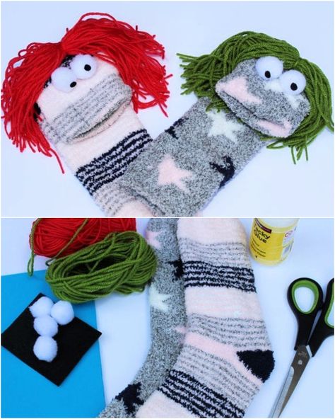 No Sew Sock Puppets Sick Puppet Ideas, Puppet Making Ideas, Puppet Making For Kids, Puppet Show Ideas, Diy Sock Puppets, Diy Puppets, Puppet Diy, Make A Puppet, People Puppets