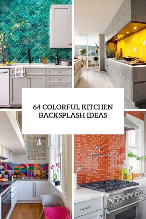 Kitchen Backsplash Ideas Small Kitchen, Bright Kitchen Tiles Ideas, White Kitchen With Splash Of Color, Funky Splashback Kitchens, Kitchens Backsplash Ideas, Bold Kitchen Ideas, Colorful Kitchen Backsplash Ideas Tile, White Kitchen With Coloured Tiles, Unique Kitchen Backsplash Ideas Tile