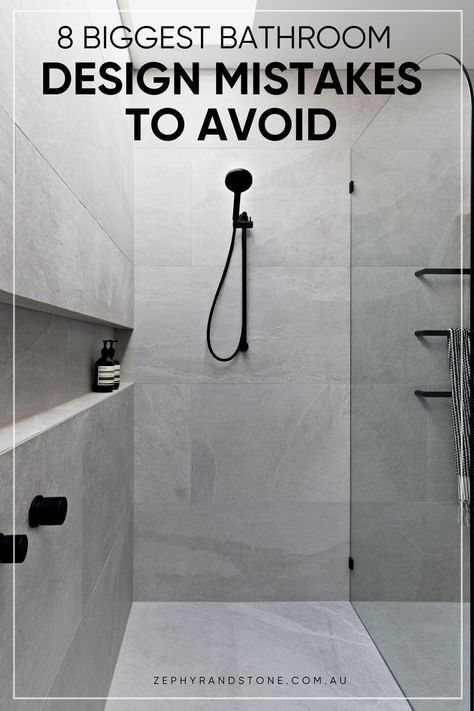 Transforming your bathroom can be an exciting home renovation project. However, even the most meticulously planned bathroom redesigns can be marred if you fall victim to common design mistakes. In this guide, we're going to reveal the 8 most common bathroom design mistakes you need to sidestep if you want your DIY renovation to turn out perfect. Buy fantastic bathroom wall art from Cheapwallarts.com. Bathroom Shower Big Tile Ideas, Condo Bathroom Renovation, Modern Main Bathroom Design, Showers With Large Format Tiles, Slate Bathroom Wall, 48 Inch Tile Shower Ideas, Washroom Shower Design, Toilet Room Ideas Modern, One Tile Bathroom Ideas