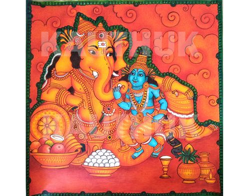 Buy original mural painting created by master artists. Order or book mural painting online | Kauthuk Shiva And Parvati, Kerala Mural Painting, Tanjore Painting, Indian Folk Art, Krishna Painting, Indian Paintings, Mural Design, Mural Painting, Mural Art