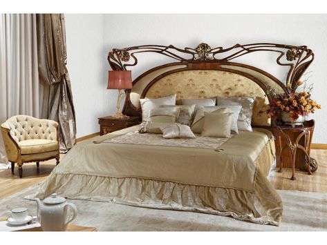 Art Nouveau Bed, Carved Headboard, Iris Art, European Furniture, Furniture Outlet, Double Bed, Kitchen Sets, Bedroom Suite, Single Bed