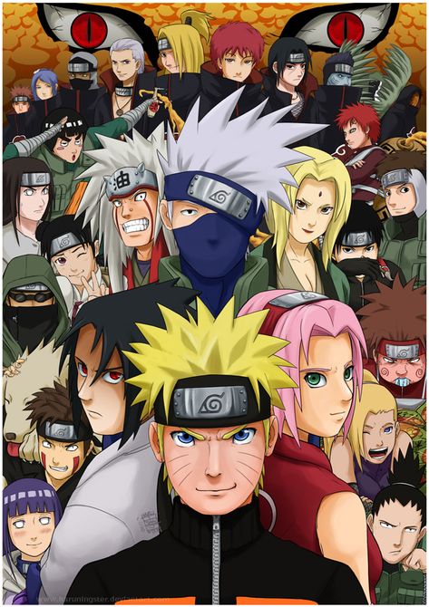 NARUTO SHIPPUDEN: All Stars by haruningster All Anime Characters In One Picture, Naruto And His Friends, Naruto Poster, Naruto Mignon, Naruto Painting, Photo Naruto, Naruto Teams, Naruto Images, Manga Naruto