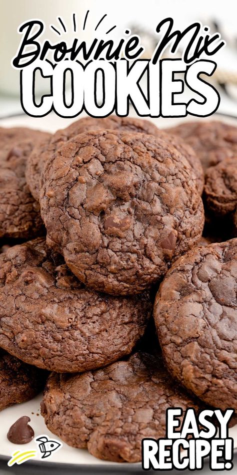 Brownie Mix Cookies Brownie Cookie Recipe, Brownie Mix Cookies, Chocolate Brownie Cookies, Cookie Brownie Recipe, Fluff Desserts, Chewy Brownies, Perfect Cookie, Chocolate Cinnamon, Cake Mix Recipes