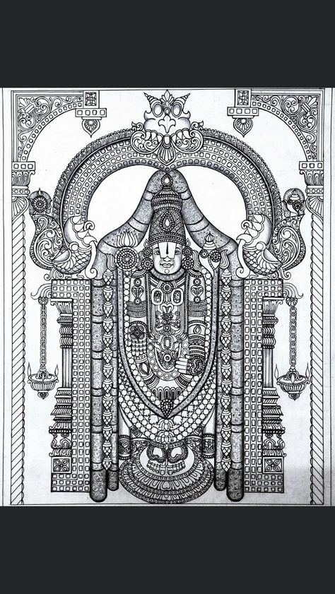 Govinda Mandala Art, Lord Balaji Mandala Art, Shiva Linga Drawing, Govinda Drawing, Lord Balaji Drawing, Venkateswara Swamy Mandala Art, Lord Venkateshwara Drawing, Venkateshwara Swamy Drawing, Balaji Sketch