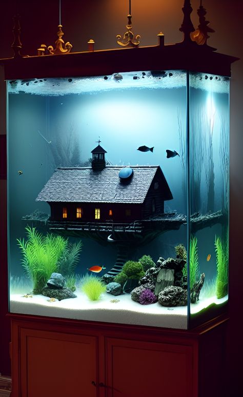 Fish Tank Themes Creative, Cool Fish Tank Decorations, Fish Aquarium Decorations, Tank Terrarium, Fish Tank Themes, Amazing Aquariums, Fish Tank Terrarium, Cool Fish Tanks, Aquascape Design