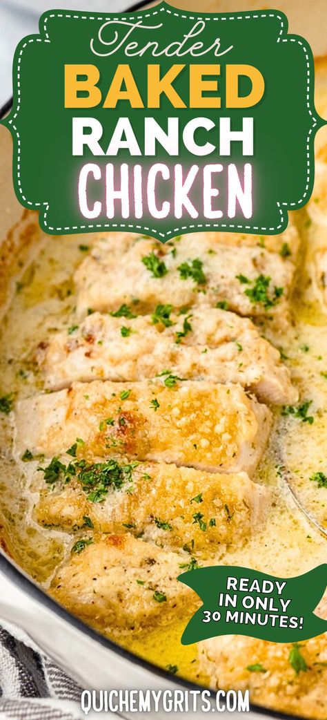 Close-up of baked ranch chicken, sliced and served with a creamy sauce. Ranch Dressing Chicken Recipes, Baked Panko Chicken Breast, Ranch Dressing Mix Recipe, Baked Panko Chicken, Ranch Dressing Chicken, Baked Ranch Chicken, Ranch Chicken Recipes, Oven Baked Chicken Breasts, Chicken Breast Recipes Baked