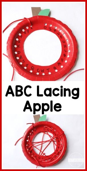 Such a cute apple themed learning activity: Letter Lacing Apple for preschoolers and Kindergarten children. Preschool Apple Theme, September Preschool, Apple Life Cycle, Apple Preschool, Apple Unit, Fall Activity, Apple Activities, Apple Craft, Autumn Activities For Kids