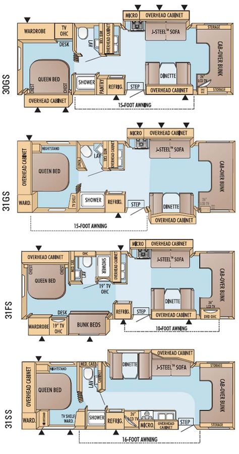 Jayco Greyhawk class C motorhome floorplans - large picture Class C Campers, Jayco Travel Trailers, Camper Flooring, Motorhome Remodel, School Bus Tiny House, School Bus Camper, School Bus House, Rv Floor Plans, Kombi Motorhome