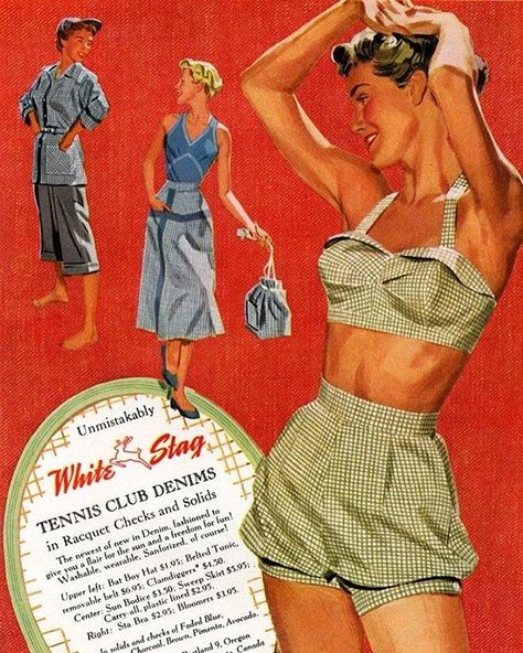 " FIFTY YEARS TOO LATE" Vintage Bathing Suit Patterns, 50s Aesthetic, Vintage Summer Fashion, 1950’s Fashion, Fits Aesthetic, Tennis Club, Fashion 1950s, Vintage Clothes Women, Retro Advertising