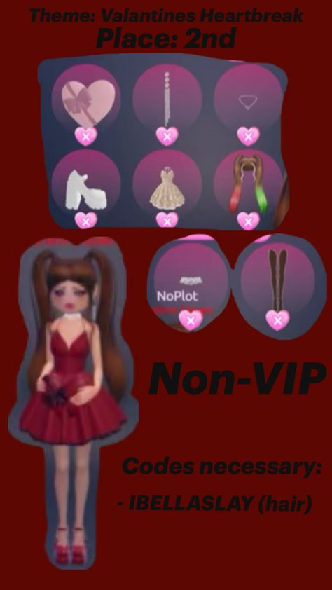 A non vip dti model you can use for theme, valentines heartbreak or others. Vip Dress, Dress To Impress, Coding, Valentines, Valentine's Day