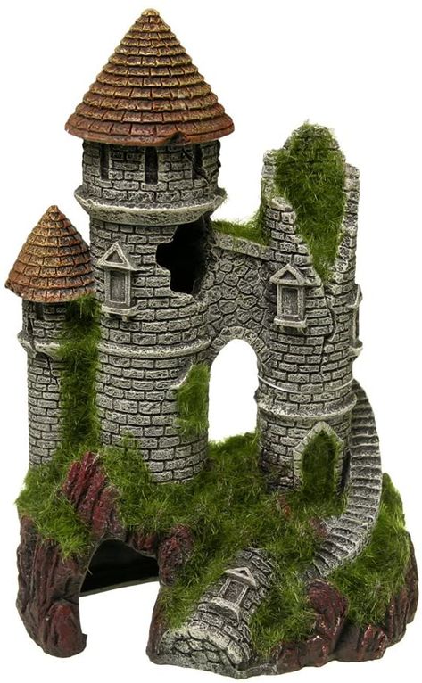 AmazonSmile : Blue Ribbon EE-1124 Exotic Environments Mountain Top Citadel with Moss Aquarium Ornament : Pet Supplies Fish Tank Castle, Moss Aquarium, Mini Waterfall, Fantasy Craft, Castle Decor, Wood Bark, Betta Fish Tank, Aquarium Ornaments, Fairy Garden Decor