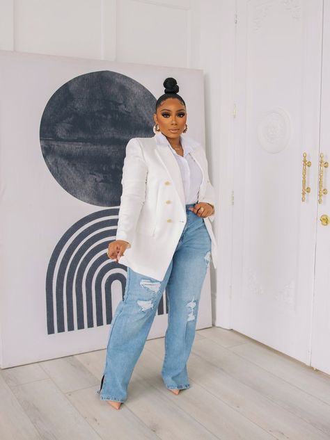 Tamara Renaye, Being Honest, Corporate Outfits, Outfits To Try, Club Dress, Brunch Outfit, Blazer Outfits, Curvy Outfits, White Blazer