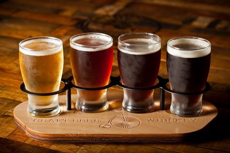 Beer Sampler Flight Tray Beer Flight Tray, Taproom Ideas, Brewery Interior, Beer Sampler, 818 Tequila, Brewery Taproom, Beer Flight, Wood Trays, Tequila Bottle