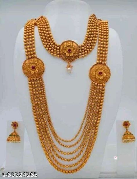 South Indian Necklace, Indian Necklace Set, Unique Gold Jewelry Designs, Long Haram, Stone Necklace Set, Indian Bridal Jewelry Sets, Necklace Set Indian, Gold Mangalsutra Designs, Water Perfume