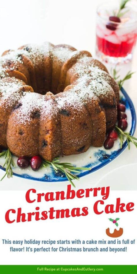 Cranberry Bundt Cake, Cranberry Orange Bundt Cake, Easy Holiday Dessert, Christmas Bundt Cake, Cranberry Christmas Cake, Cranberry Orange Cake, Christmas Cake Recipe, Easy Cake Recipe, Recipes Using Cake Mix