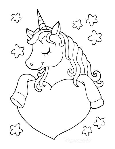 Heart Coloring Pages Cute Unicorn With Heart Valentine Unicorn, Mothers Day Coloring Pages, Valentines Day Coloring Page, Valentine Coloring Pages, Heart Coloring Pages, Activity Sheets For Kids, Love Coloring Pages, Valentines Day Coloring, Unicorn Colors