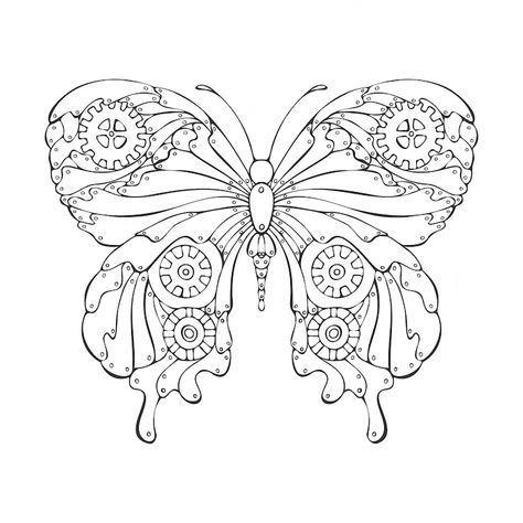 Premium Vector | Steampunk butterfly outline linear drawing handmade in doodle style. Steampunk Doodles, Steampunk Art Drawing, Steampunk Drawing, Steampunk Patterns, Steampunk Butterfly, Butterfly Outline, Egyptian Tattoo, Doodle Ideas, Doodle Style