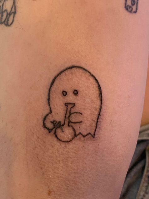 tattoo sticknpoke machinetatts ghosts sm0ke 👻 Pothead Tattoo, Insomnia Tattoo, Mini Ghost Tattoo, Tattoo Board, Ghost Tattoo, Poke Tattoo, Funny Tattoos, Cute Tattoos, Tatting