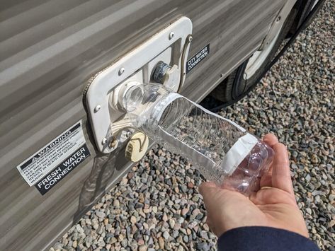 How To Sanitize Your RV Fresh Water Tank (Plus How Often You Should Do It) · Escapees RV Club Sanitize Rv Fresh Water Tank, Camper Updates, Rv Water Tank, Rv Cleaning, Camper Organization Travel Trailers, Camper Maintenance, Travel Trailer Living, Rv Camping Checklist, Camper Trailer Remodel