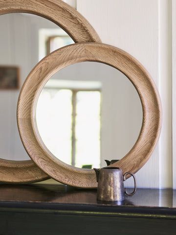 Bathroom Accessories | Brass Towel Rail | Vintage Bath Caddy | Rowen and Wren – Rowen & Wren Round Wooden Mirror, Fresh Towels, Oak Mirror, Hallway To Bedrooms, Hall Mirrors, Large Round Mirror, Freestanding Mirrors, Wooden Mirror Frame, Oak Bathroom