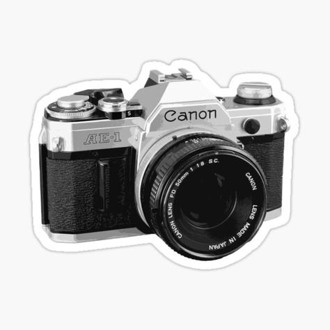 Black And White Camera, Fun Doodles, Camera Sticker, Camera Drawing, White Camera, Camera Aesthetic, Canon Ae 1, Scrapbook Printing, Collage Book