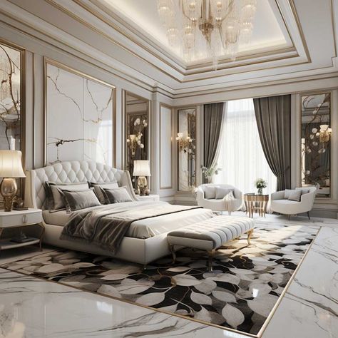 Modern Luxury Bedroom, Luxurious Bedroom, Luxury Bedroom Master, Mansion Interior, Luxury Rooms, Stylish Bedroom, Chic Bedroom, Master Bedrooms Decor, Luxurious Bedrooms