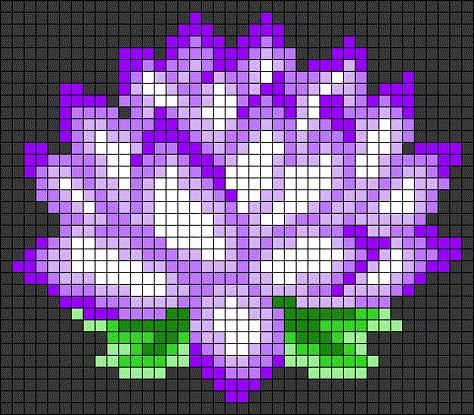 Lily Pad Pixel Art, Lily Perler Bead Pattern, Lotus Flower Pixel Art, Flower Pixel Art Grid, Lotus Flower Leaves, Alpha Patterns Crochet Flower, Pixel Art Flower, Flower Pixel Art, Flower Alpha Pattern