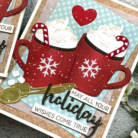 Cocoa Cups, Chocolate Card, Coffee Cards, Honey Bee Stamps, Bee Cards, Elizabeth Craft, Xmas Card, Shaker Cards, Christmas Cards To Make