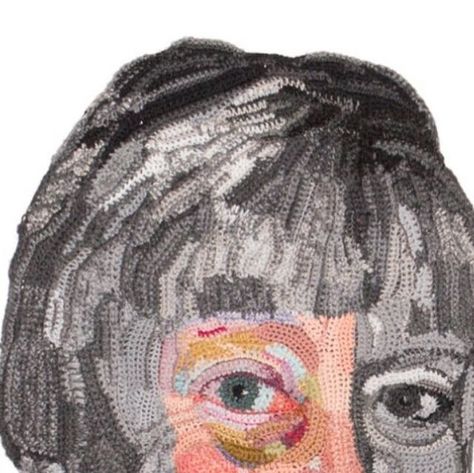 Jo Hamilton on Instagram: "Missing my faraway mum today. 
Masked: Black Eye  2015  Crocheted mixed yarn 26x19 inches  Private Collection." Jo Hamilton, Eye Black, Miss Me, Mask, Yarn, Crochet, On Instagram, Black, Instagram