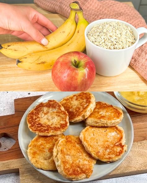 Apple Banana Greek Yogurt Pancakes - Greenku Recipes Banana Greek Yogurt, Benefits Of Healthy Eating, Cooking Bananas, Veggie Cakes, Freeze Pancakes, Greek Yogurt Pancakes, Banana Baked Oatmeal, Yogurt Pancakes, Marble Cake Recipes