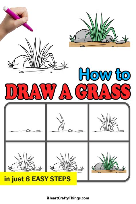 How To Draw Grass Step By Step, How To Draw Grass Pencil, Grass Drawing Easy, How To Draw A Background, Grass Drawing, Improve Your Drawing Skills, Improve Your Drawing, Pencil Drawings For Beginners, Drawing Lessons For Kids