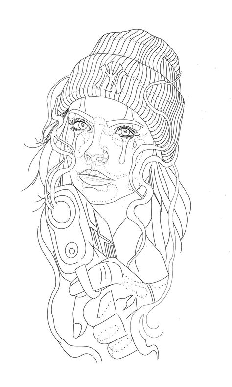 Chicano Art Tattoos Gangsters, Chicano Tattoo Drawings, Chicano Tattoo Designs, Tattoos Stencils Outline, Woman Bandana, Clock And Rose Tattoo, Quetzalcoatl Tattoo, Easy Tattoos To Draw, Half Sleeve Tattoo Stencils