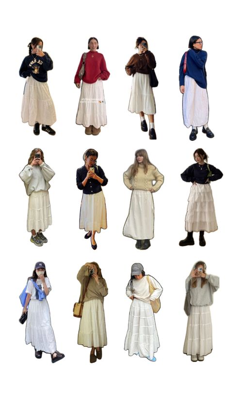 #outfit #fashion #style #inspo #lookbook #outfitideas #outfitinspo #skirt #fashionboard #modest #modestfashion Islamic Outfits, White Maxi Skirt Outfit, Skirt Outfits Aesthetic, White Skirt Outfits, Spring Skirt Outfits, Church Fits, White Maxi Skirt, Simple Style Outfits, Modesty Outfits