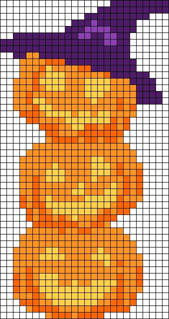 Perler Bead Jack O Lantern, Pumpkin Bead Pattern, Pumpkin Tapestry Crochet, Pumpkin Alpha Pattern, Halloween Tapestry Crochet, Fall Alpha Patterns, Pixel Art Spooky, Fall Perler Bead Patterns, Halloween Pixel Art Grid