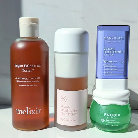 For my next Stylekorean Try Me Review Me, the theme is plant-based vegan skincare! Pictured:  🌿Melixir Vegan Balancing Toner 🌿Dr. Ceuracle Vegan Kombucha Tea Essence 🌿Frudia Green Grape Pore Control Cream 🌿Mary & May Vegan Peptide Bakuchiol Sun Stick Reviews coming soon!  @stylekorean_global #trymereviewme #trymereviewme_veganskincare #stylekorean #stylekorean_global #marynmay #frudia #drceuracle #melixir #veganskincare #vegan  #sunscreen #toner #essence #koreanskincare #kbeauty #koreanma... Kombucha Tea Essence, Vegan Sunscreen, Dr Ceuracle, Green Grape, Kombucha Tea, Try Me, Green Grapes, Ph Balance, Vegan Skincare