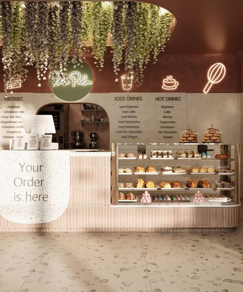 Beige Bakery Aesthetic, Italian Coffee Shop Design, Cute Bakery Design, Mini Bakery Shop Design Interior, Cute Bakery Ideas, Coffee Shop Color Scheme, Bakery Interior Design Modern, Cute Bakery Interior, Cafe Bakery Interior Design