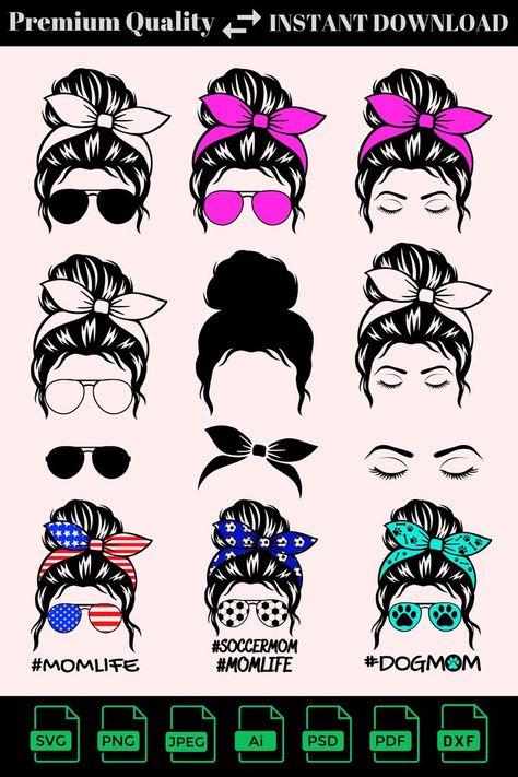 Messy Bun SVG for Cricut, Messy Bun SVG Bundle, Mom Bun Bandana SVG, Mom Life Messy Bun Mom Svg, Messy Bun Svg Free Shirts & Tops, Messy Bun Tshirt Ideas, Messy Hair Dont Care Shirt, Free Messy Bun Svg, Messy Bun Svg, Football Girlfriend, Mom Pride, Vinyl Creations