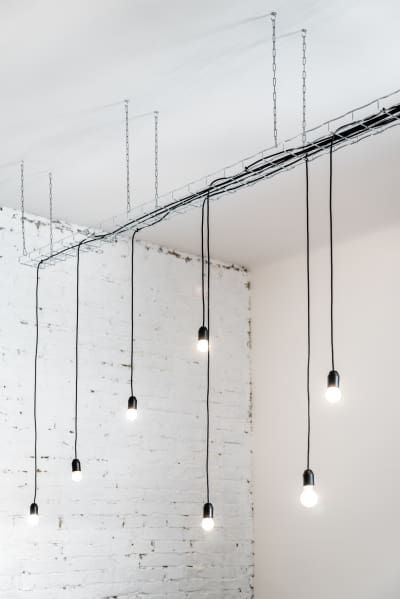 batlab architects · Strict elegance Bar Concept, Interior Design News, Loft Lighting, Loft Industrial, Office Lighting, Brass Lamp, Outdoor Solar Lights, Industrial Lighting, Lighting Inspiration