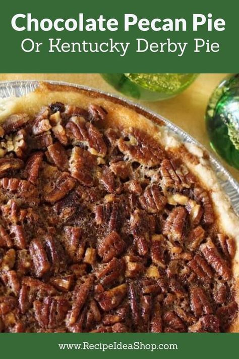 Kentucky Bourbon Pecan Pie, Kentucky Derby Pie With Bourbon, Kentucky Derby Chocolate Walnut Pie, Kentucky Derby Pie Recipe, Derby Pie Recipe, Chocolate Pecan Pie Recipe, Chocolate Bourbon Pecan Pie, Kentucky Derby Pie, Chocolate Pie Filling