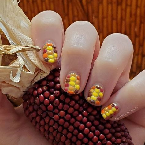 Charmandacure Puzzle Nail Art on Instagram: “What's your favorite Thanksgiving tradition? . . . . . @beetlesgelpolish @beetles_community #charmandacure #gelpolish #corn #indiancorn…” Corn Nail Art, Corn Nails, White Gel Polish, Fall Thanksgiving Nails, Indian Corn, Thanksgiving Traditions, Thanksgiving Nails, Fall Fun, Fall Thanksgiving