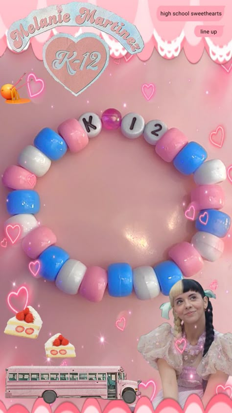 Recess is still a underrated song Melanie Martinez Kandi Bracelet, Melanie Martinez Bracelet Clay Beads, Bracelet Ideas Melanie Martinez, Melanie Martinez Kandi, Melanie Martinez Bracelet Idea, Melanie Bracelet, Dark Concert, Name Friendship Bracelets, Friendship Bracelets Pattern